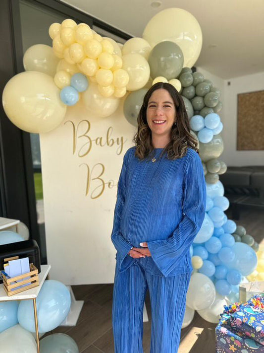 Conjunto de maternidad Mayte, azul corrugado CH, M, XG