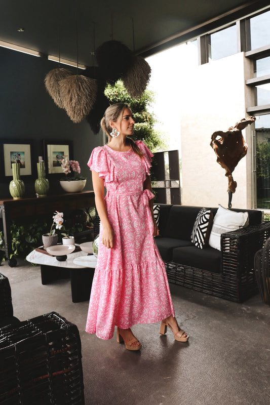 Vestido maternidad y lactancia, Mia rosa flores blancas