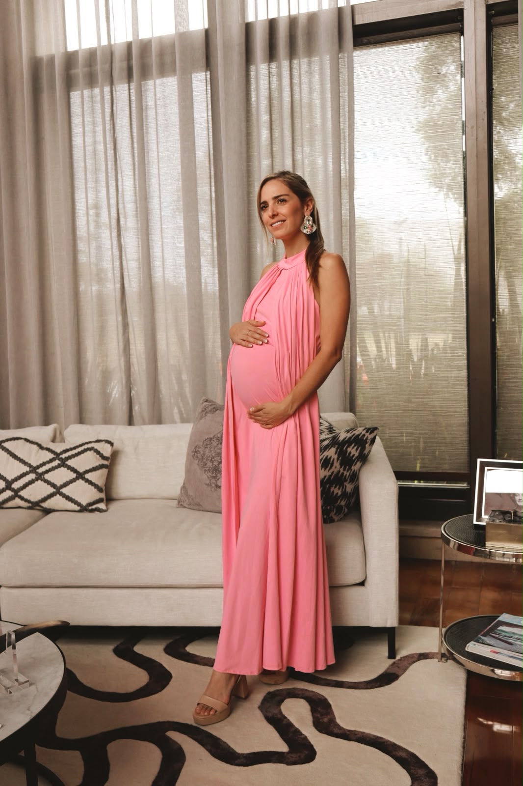 Vestido maternidad, Virginia rosa coral