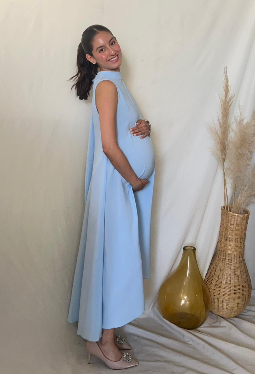 Vestido de maternidad Sonia, azul claro