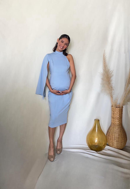 Vestido de maternidad Carola, azul cielo corto