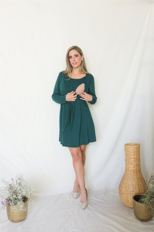 Vestido maternidad y lactancia Romina verde caliente XG, XXG