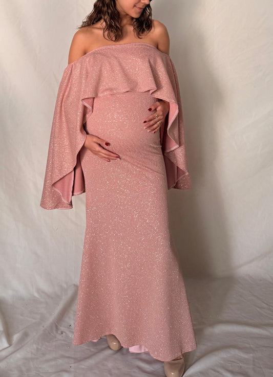 Vestido de maternidad Amparo, rosa brilloso licra M, G