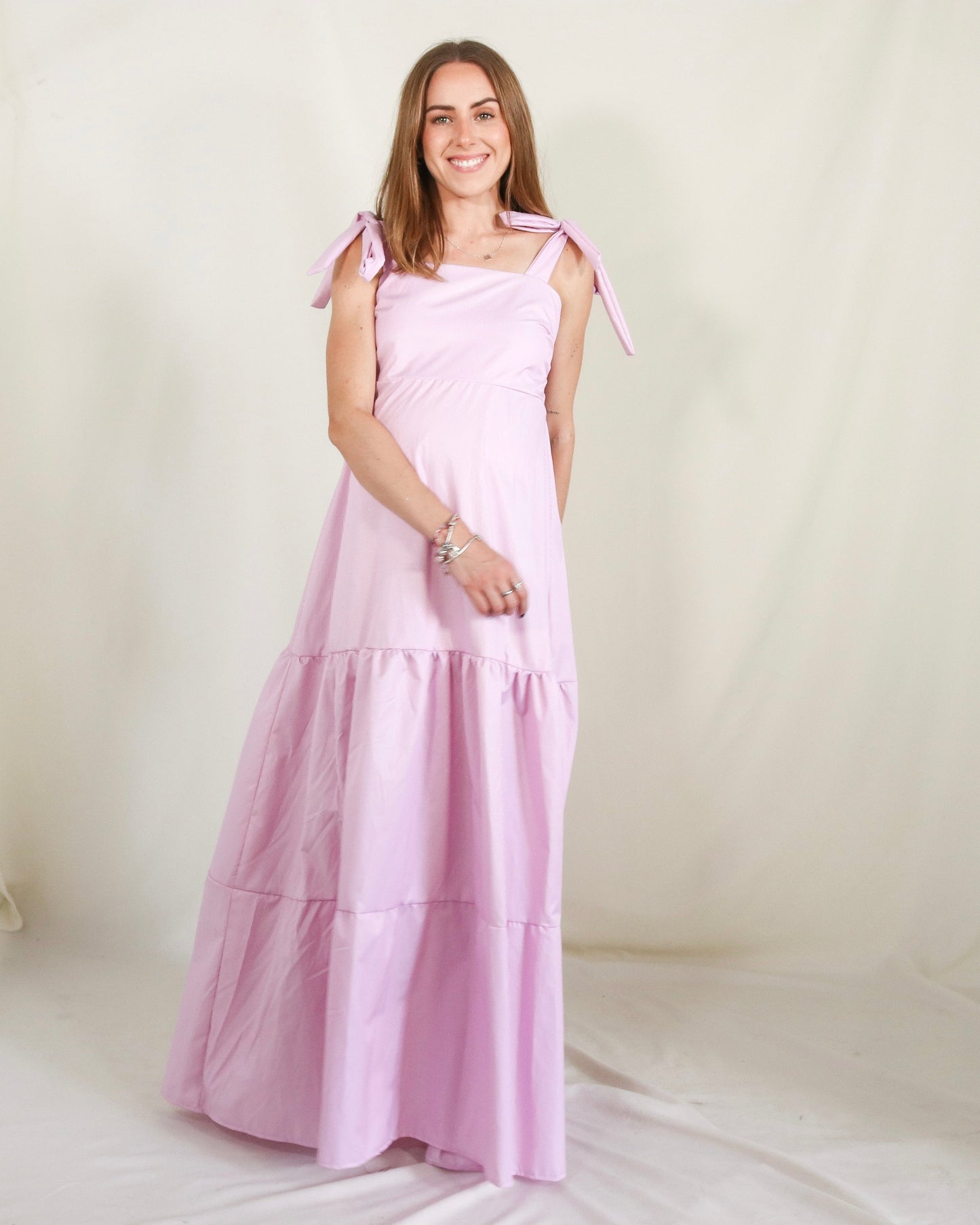 Vestido de maternidad Dalia rosa rayitas G
