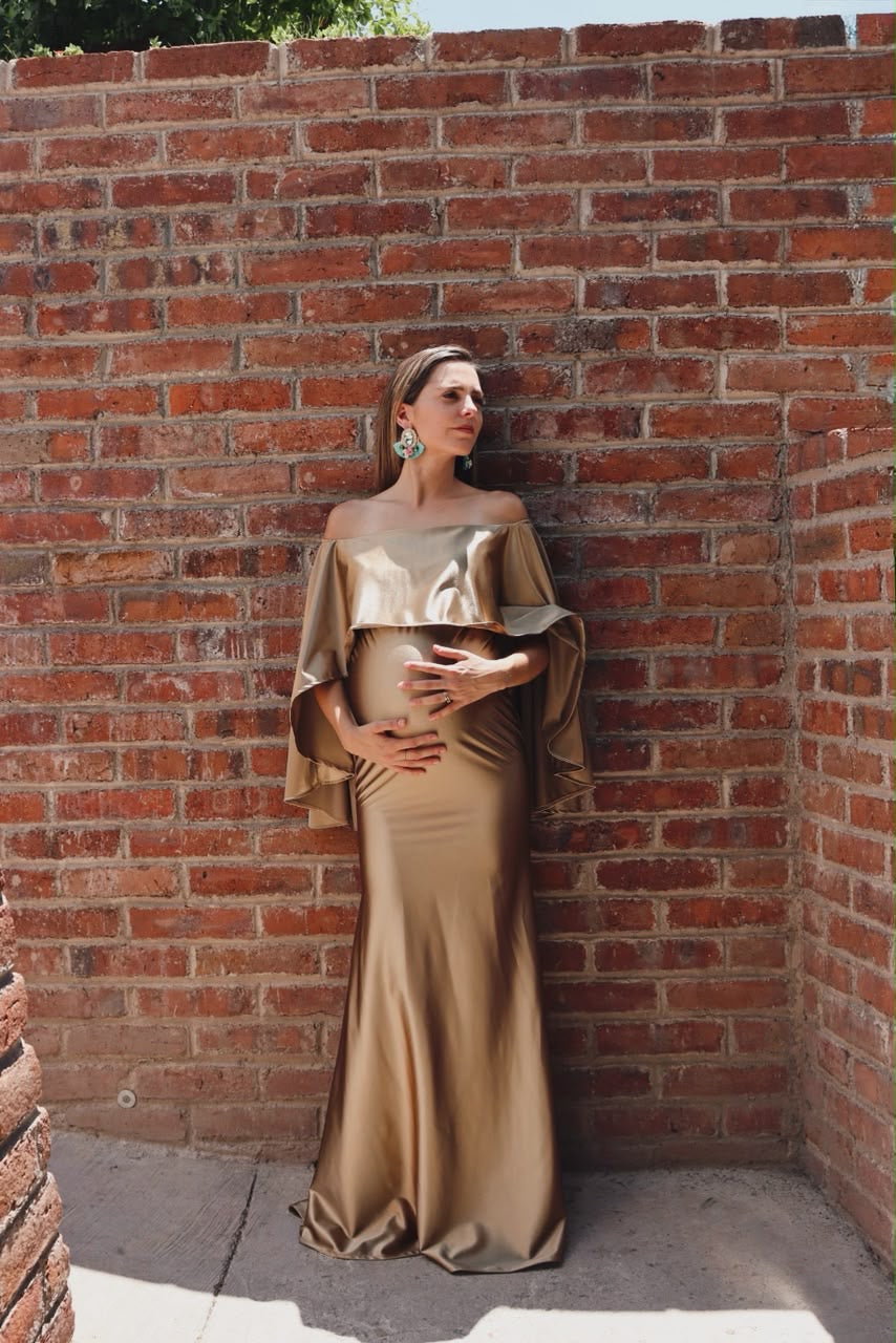 Vestido de maternidad Amparo, oro