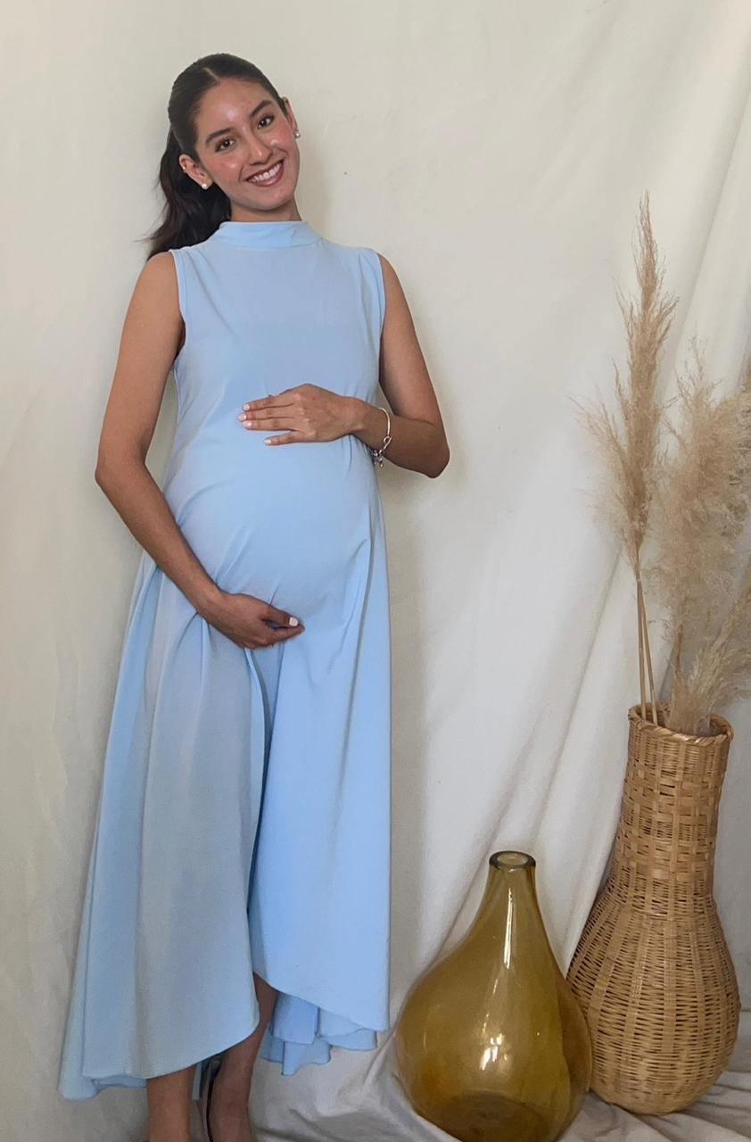 Vestido de maternidad Sonia, azul claro