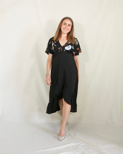 Vestido maternidad, Love/Carlota pajaritos negro CH