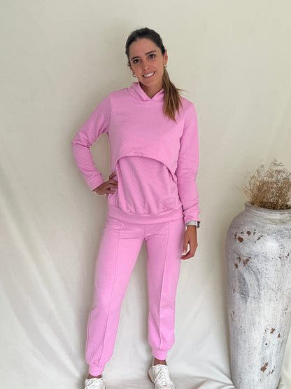 Sudadera de lactancia Gloria rosa rombos M