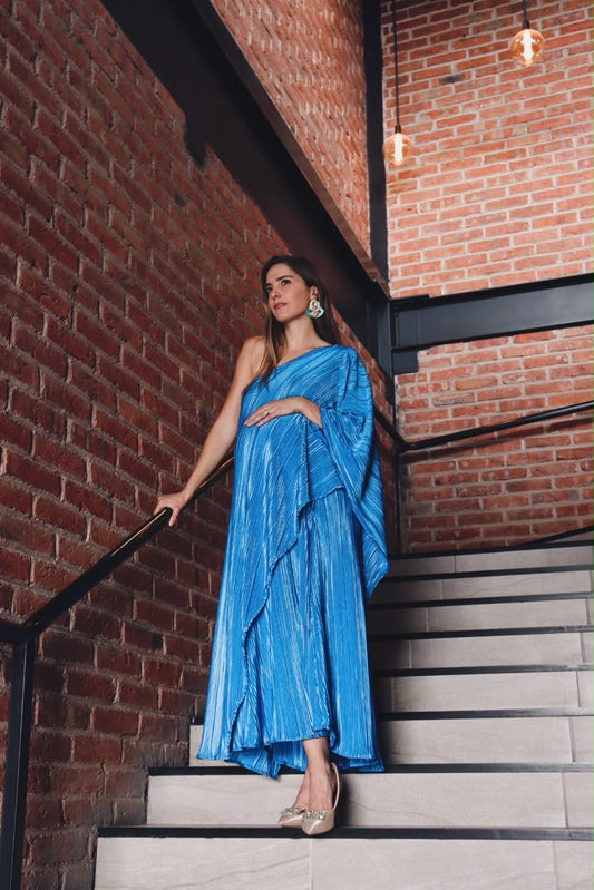 Vestido de maternidad Ilya azul rayas
