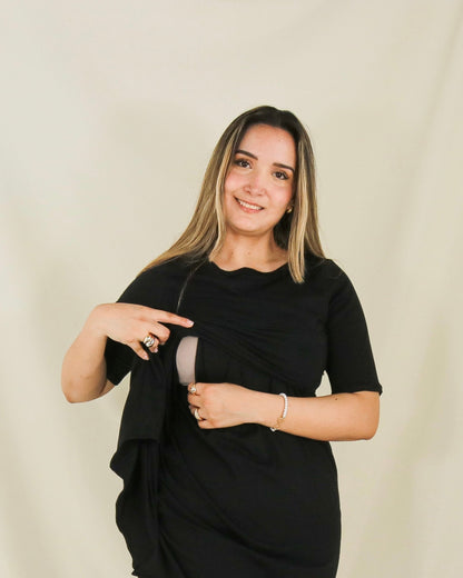 Vestido de maternidad y lactancia negro, Belinda G