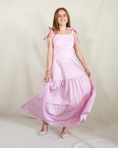 Vestido de maternidad Dalia rosa rayitas G