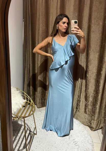 Vestido de maternidad Linda, azul polvo licra