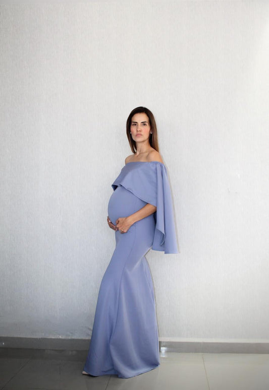 Vestido de maternidad Amparo, Azul polvo M,
