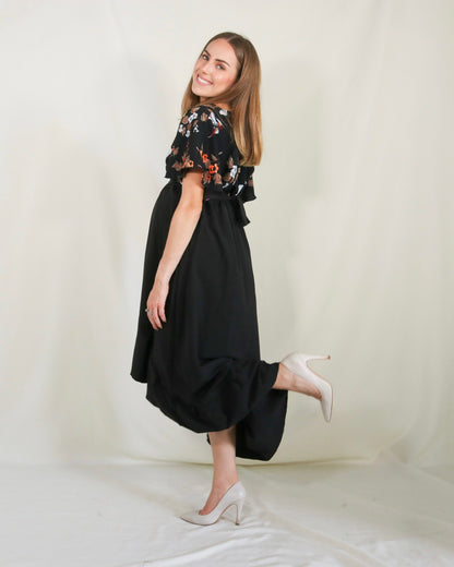 Vestido maternidad, Love/Carlota pajaritos negro CH