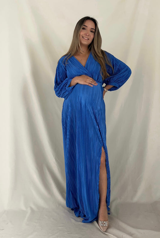 Vestido de maternidad, Nicole azul corrugado CH, M, G