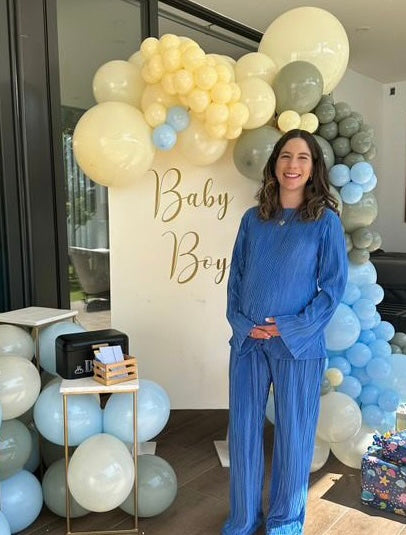 Conjunto de maternidad Mayte, azul corrugado CH, M, XG
