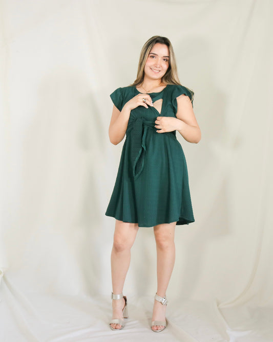 Vestido de maternidad y lactancia Romina verde CH-XG