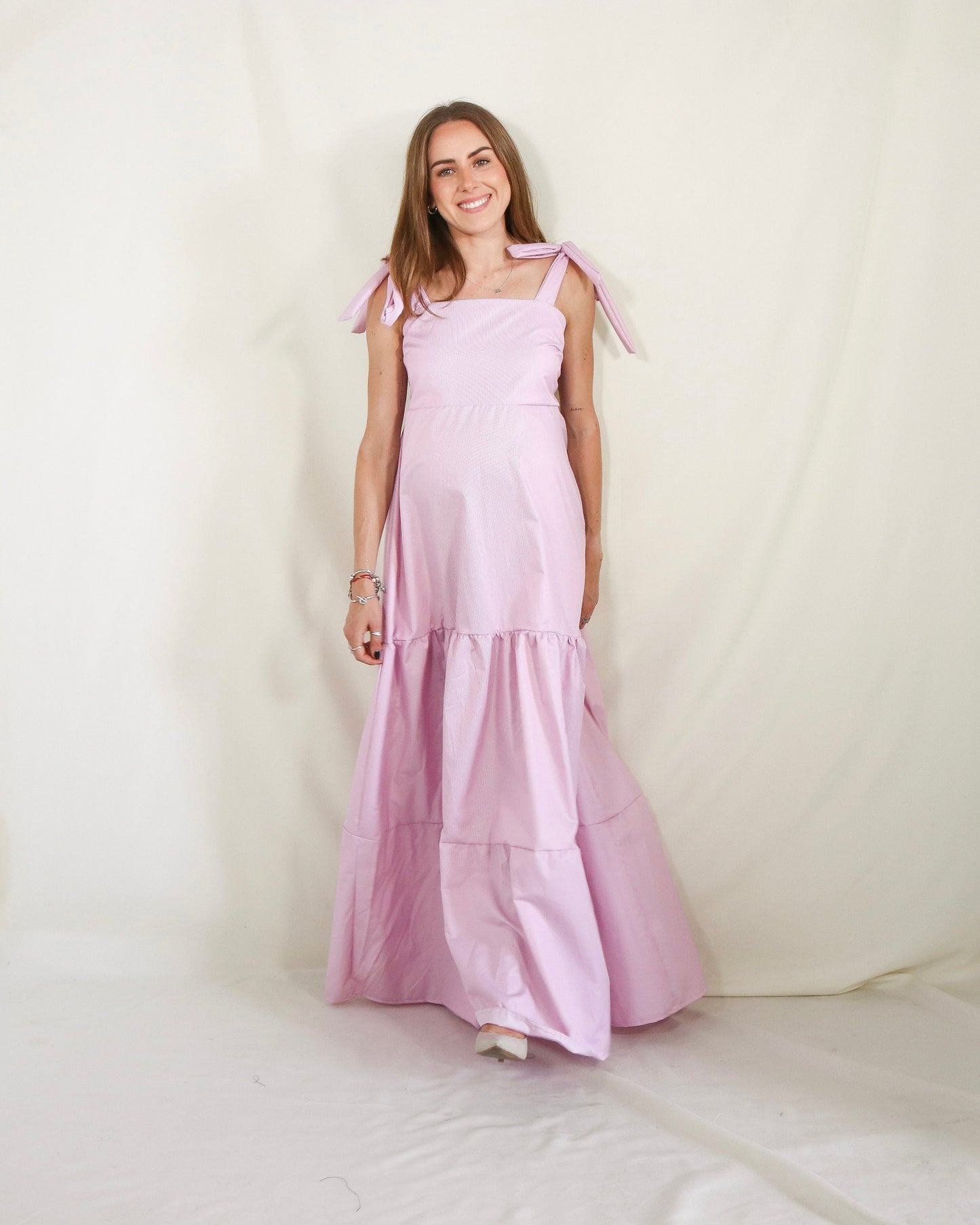 Vestido de maternidad Dalia rosa rayitas G