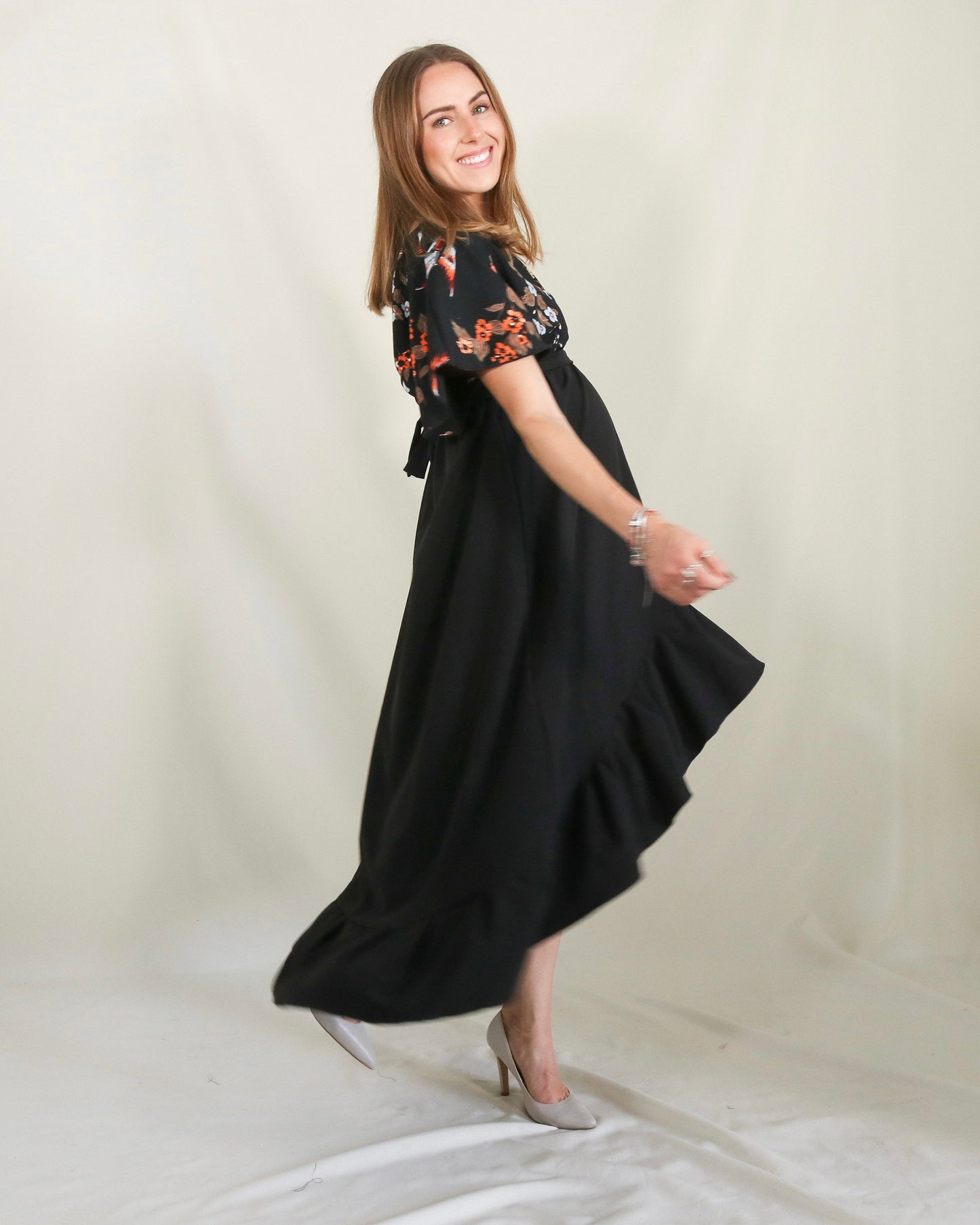 Vestido maternidad, Love/Carlota pajaritos negro CH