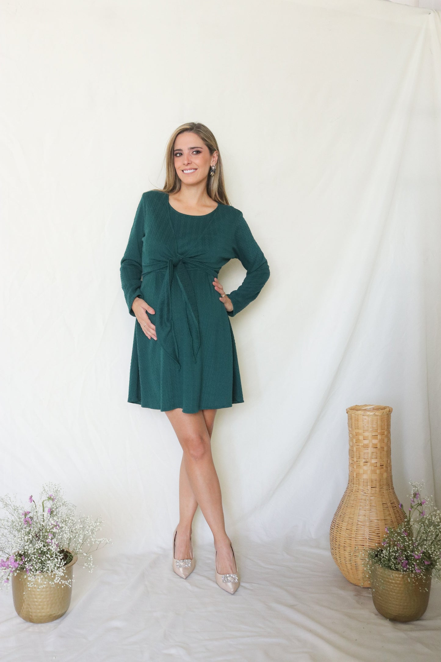 Vestido maternidad y lactancia Romina verde caliente