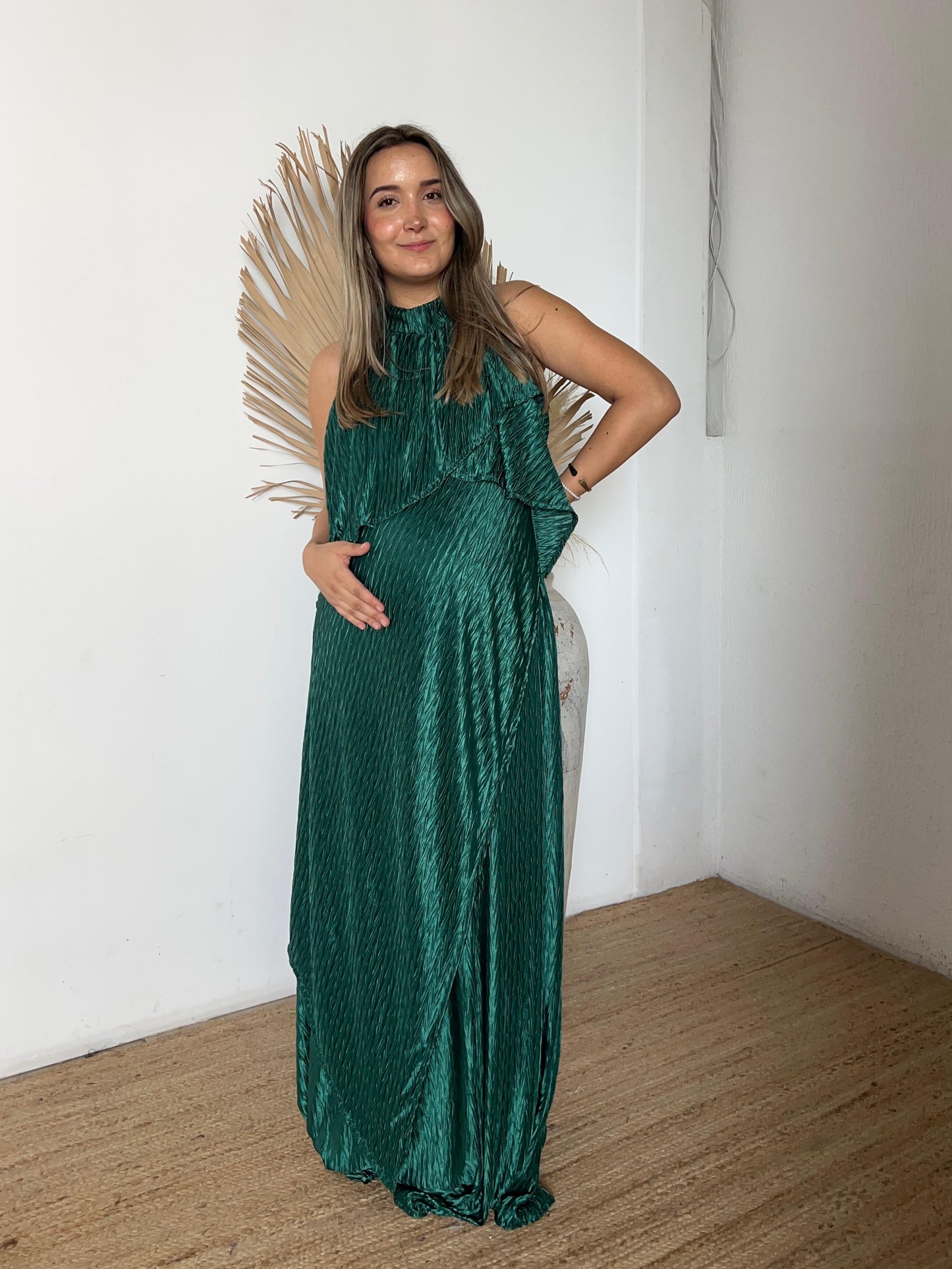 Vestido Ariel de maternidad y lactancia aqua corrugado