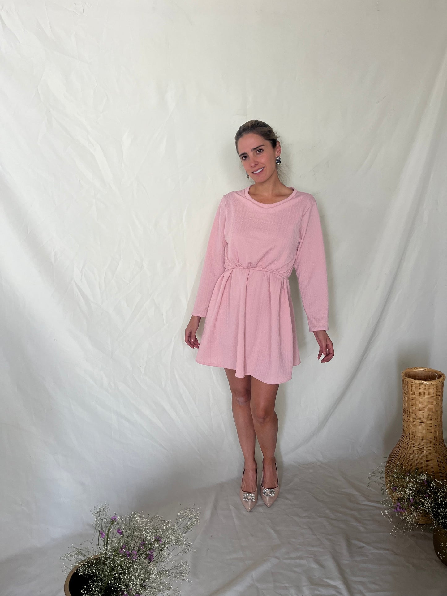 Vestido de lactancia y maternidad, Hanna rosa textura
