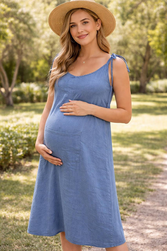 Vestido de maternidad mezclilla tiritas UNITALLA