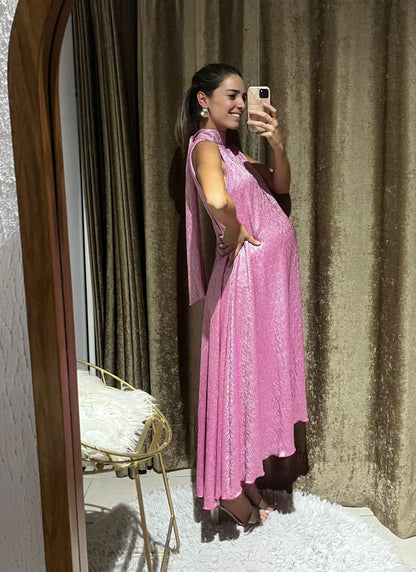 Vestido de maternidad Sonia, rosa brilloso CH, G y XG
