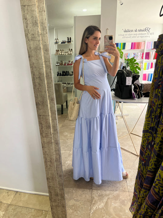 Vestido de maternidad Dalia azul rayitas  XG
