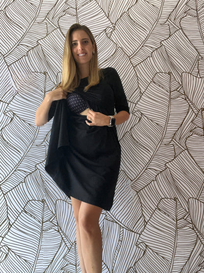 Vestido de maternidad y lactancia negro, Belinda G