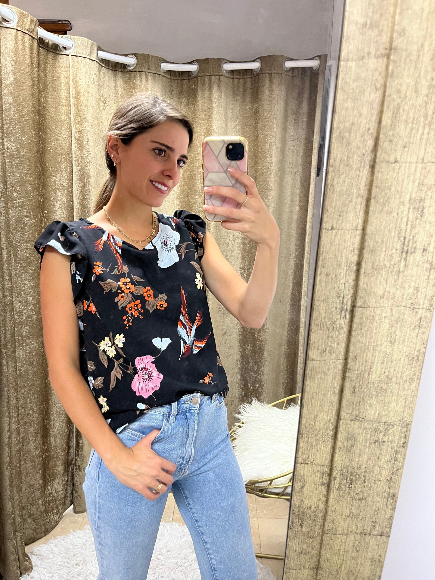 Blusa de lactancia, andy negra pajaritos M a XG