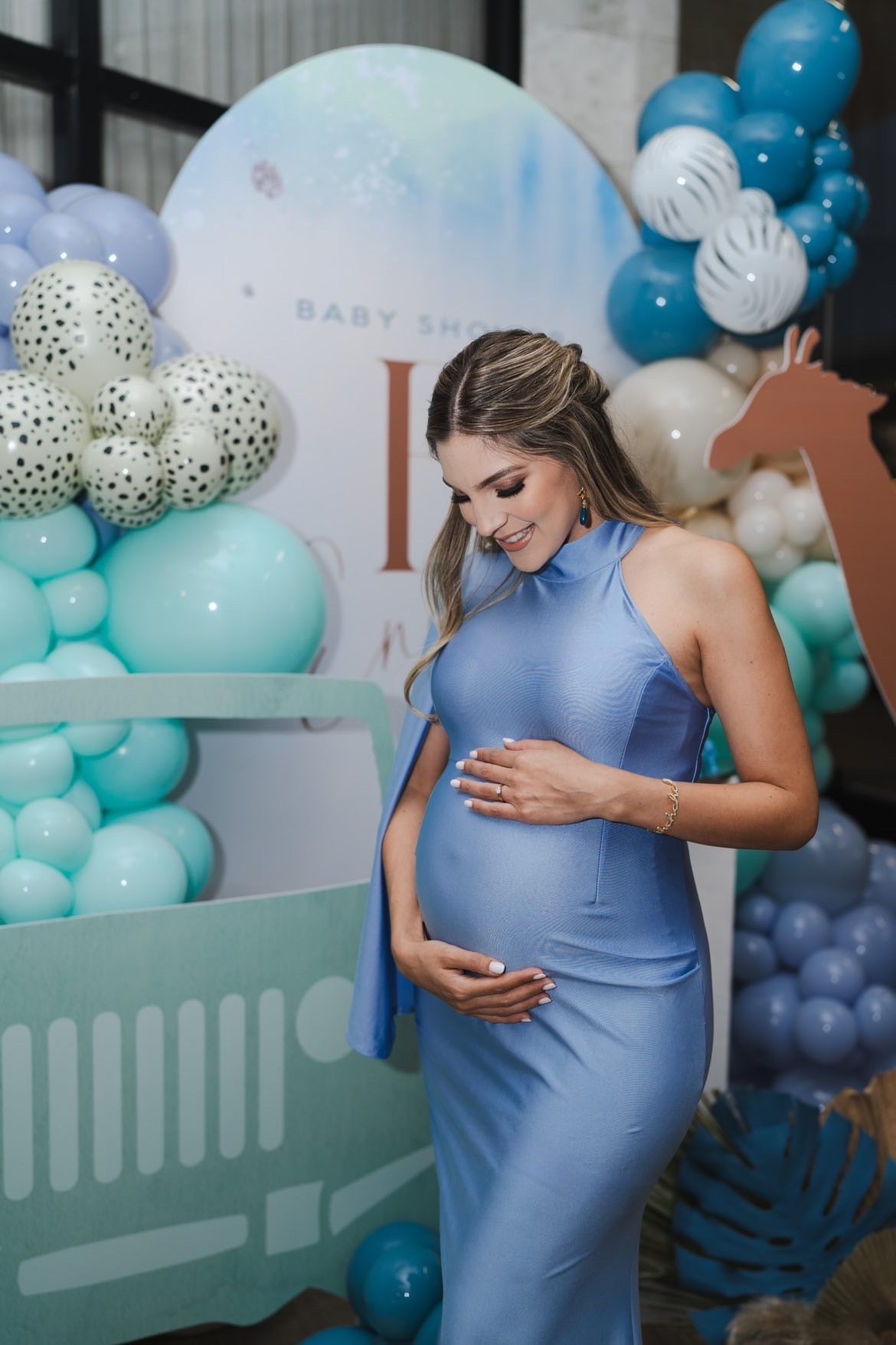 Vestido de maternidad Carola, azul brilloso CH