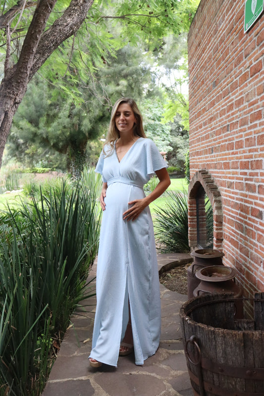Vestido Love azul bajito textura