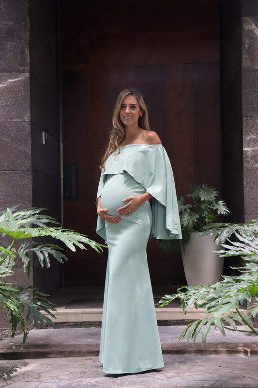Vestido de maternidad Amparo, verde claro licra