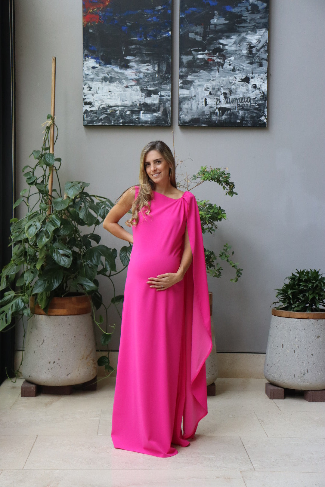 Vestido de maternidad Aida, rosa barbie vertigo