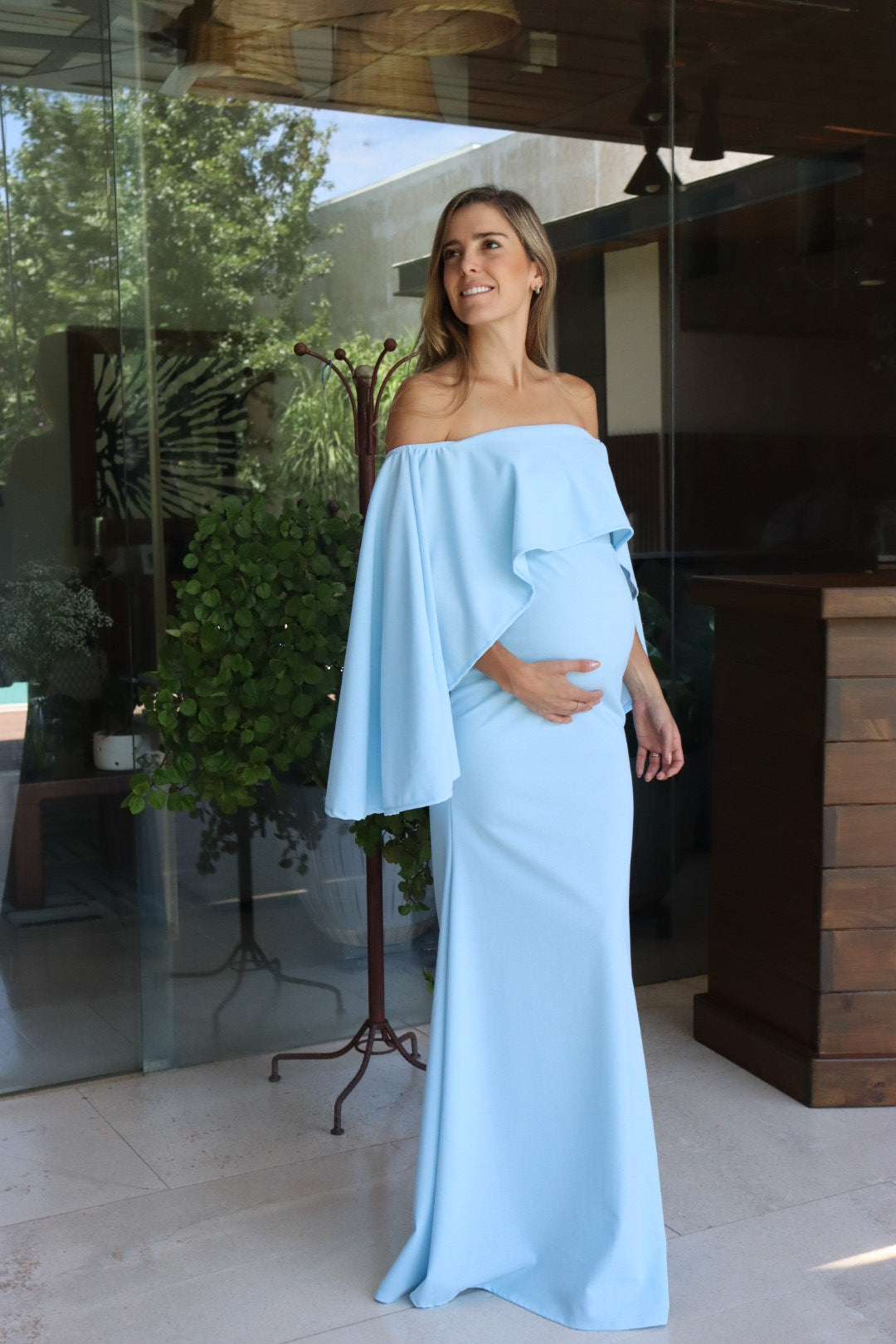 Vestido de maternidad Amparo, azul cielo