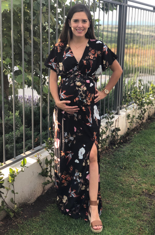 Vestido maternidad, Love negro pajaritos CH, XG