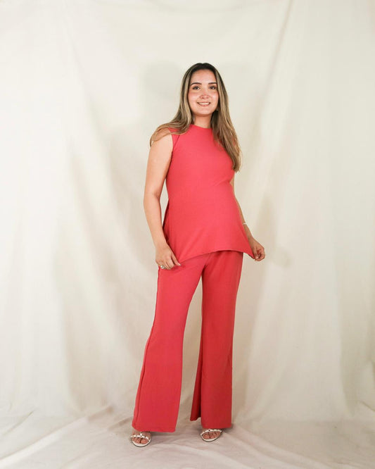 Conjunto de maternidad Mayte, rosa coral fuerte