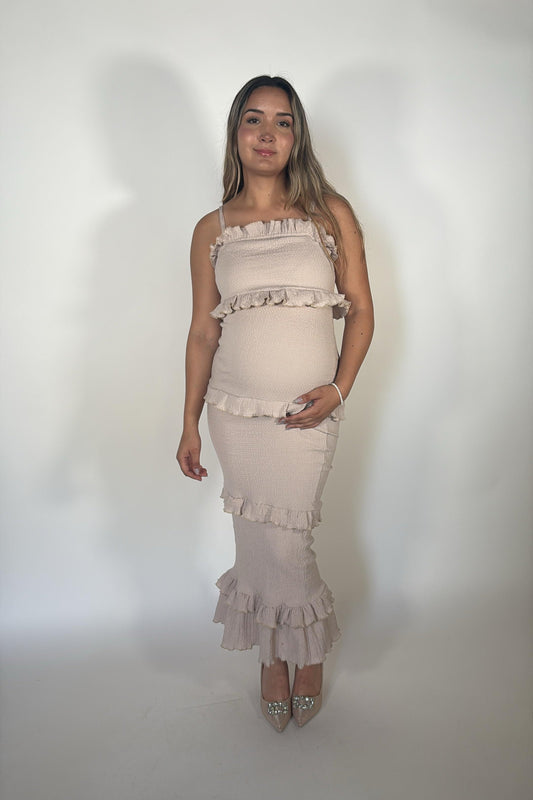 Vestido de maternidad, Brunette con tirantes beige