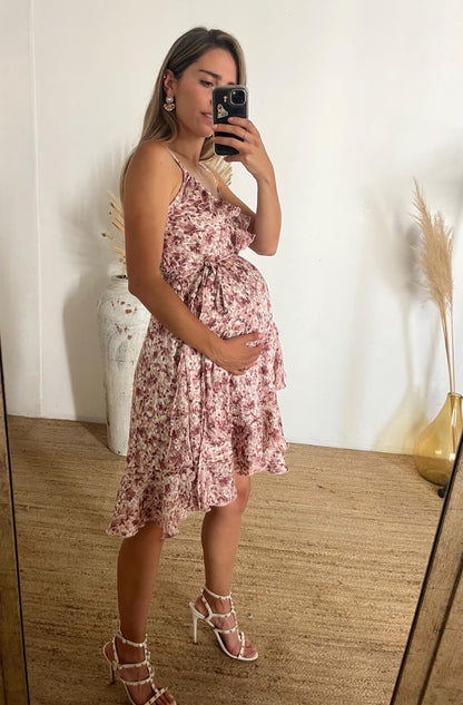 Vestido de maternidad Sarah, florecitas rosa pastel CH