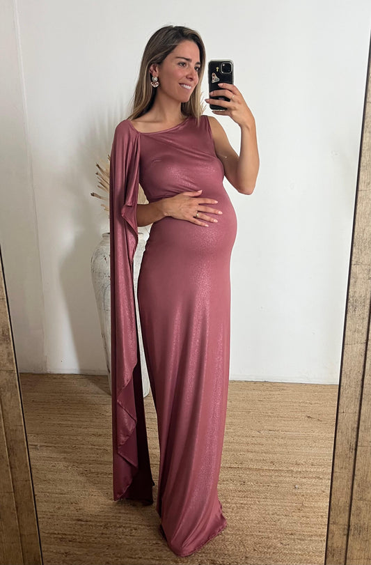 Vestido de maternidad Aida, rosa fuerte brilloso licra CH