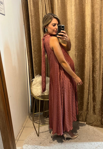 Vestido de maternidad Sonia, rosa quemado corrugado XG