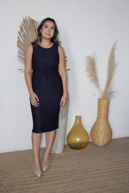 Vestido de lactancia, azul marino licra M