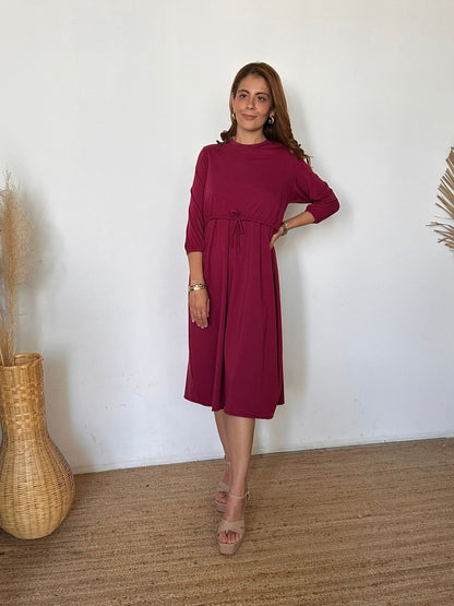 Vestido maternidad y lactancia, Hanna vino algodón largo