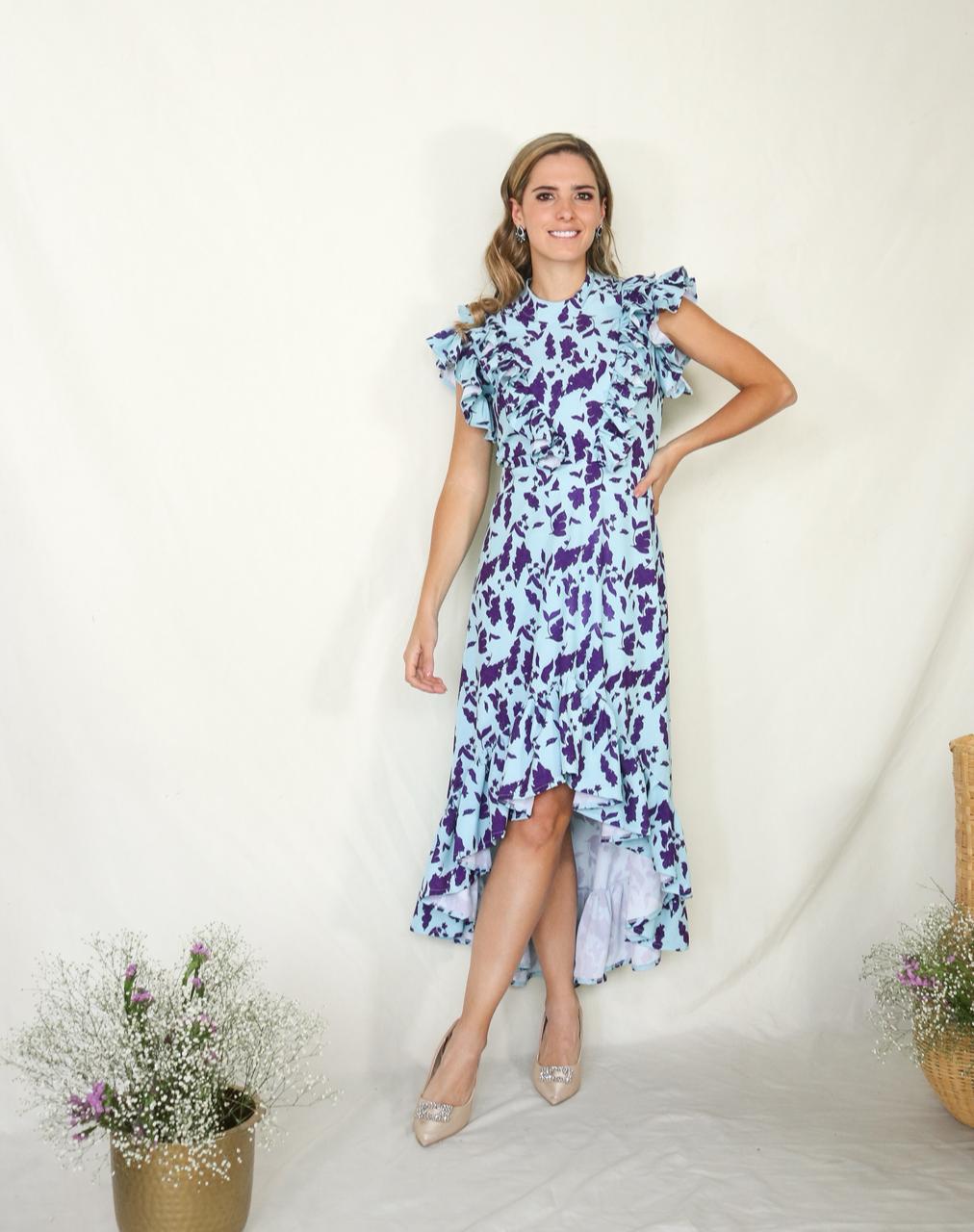 Vestido de lactancia, Miren aqua flores moradas