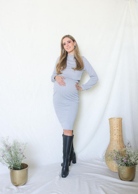 Set de maternidad, Vanessa gris suéter textura