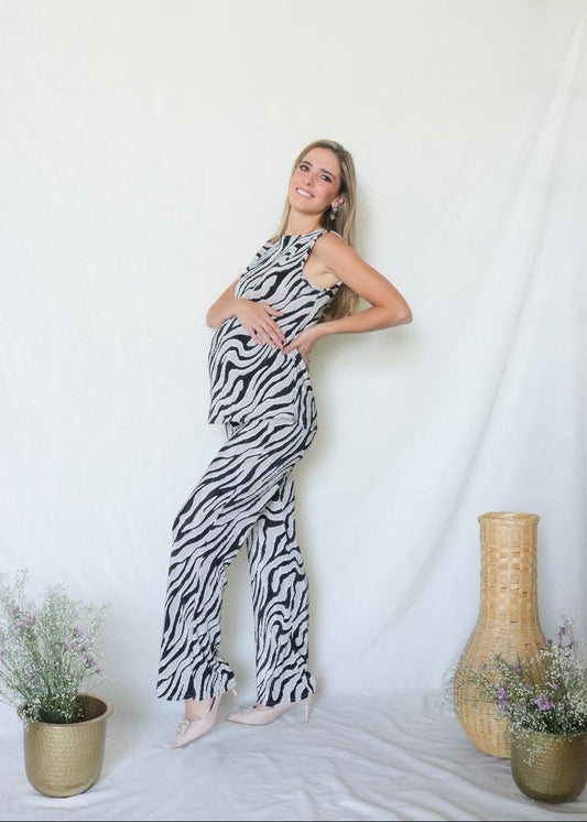 Conjunto de maternidad Mayte, b&n corrugado CH
