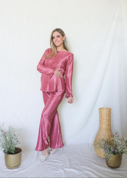 Conjunto de maternidad Mayte, rosa quemado corrugado CH, XG