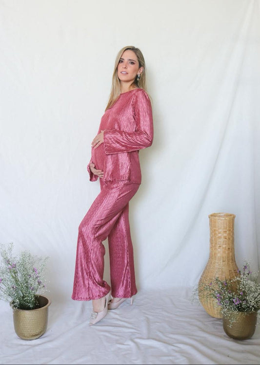 Conjunto de maternidad Mayte, rosa quemado corrugado CH, XG