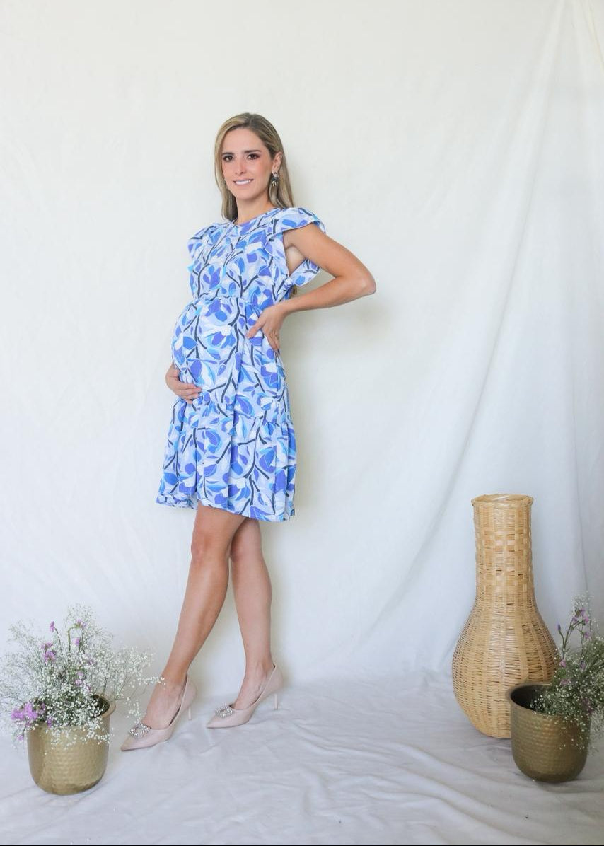Vestido de maternidad, Anna azul tallos CH